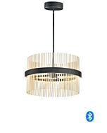 Chimes WiZ 2-Light LED Pendant in Black with Satin Brass