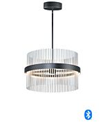 Chimes WiZ 2-Light LED Pendant in Black with Satin Nickel