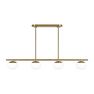 Lune 4-Light Linear Chandelier in Burnished Brass