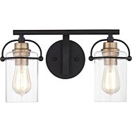 Emerson 2-Light Bathroom Vanity Light in Matte Black