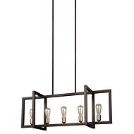 Feiss Finnegan 40 Inch 5 Light Island Chandelier in New World Bronze