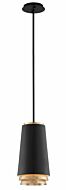 Troy Fahrenheit 15 Inch Pendant Light in Textured Black W Gold Leaf