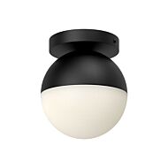 Monae 1-Light Flush Mount in Black with Opal Glass