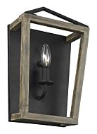 Gannet Wall Sconce in Weathered Oak Wood And Antique Forged Iron by Sean Lavin