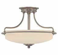 Quoizel Griffin 3 Light 17 Inch Ceiling Light in Antique Nickel