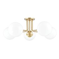 Stella 5-Light Semi-Flush Mount Ceiling Light in Aged Brass