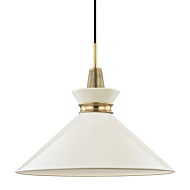 Mitzi Kiki 15 Inch Pendant Light in Aged Brass and Cream