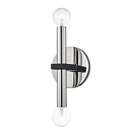 Mitzi Colette 2-Light Wall Sconce in Polished Nickel With Black