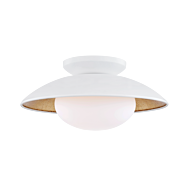 Mitzi Cadence 1-Light Medium Semi Flush in White Lustro With Gold Leaf Combo