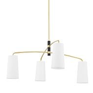 Evelyn 4-Light Chandelier in Aged Brass with Soft Black