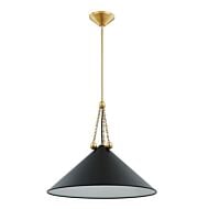 Kalea 1-Light Pendant in Aged Brass with Soft Black