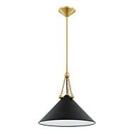 Kalea 1-Light Pendant in Aged Brass with Soft Black