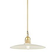 Leanna 1-Light Pendant in Aged Brass with Soft Cream