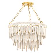 Tiffany 1-Light Pendant in Aged Brass with Textured Cream