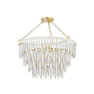 Tiffany 4-Light Chandelier in Aged Brass with Textured Cream