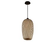 Tulum 1-Light Pendant in Bamboo Wicker And Black