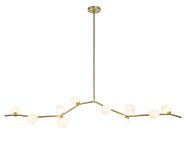 Hampton 10-Light Chandelier in Brushed Brass With White Glass