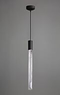 Alpine 1-Light Pendant in Black With Clear And White Marbleized Blown Glass