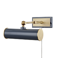 Mitzi Holly 1-Light Picture Light With Plug in Aged Brass With Navy