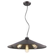 Alcove 4-Light Oil-Rubbed Bronze Pendant With Raw Brass Interior Shade