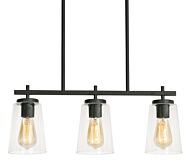 Joanna 3-Light Linear Pendant in Textured Black