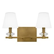 Kelsey Glen 2-Light Bathroom Vanity Light in Weathered Brass