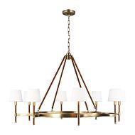 Katie 8 Light Chandelier in Time Worn Brass And Saddle Leather by Ralph Lauren