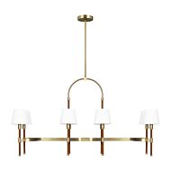 Katie 8 Light Kitchen Island Light in Time Worn Brass And Saddle Leather by Ralph Lauren