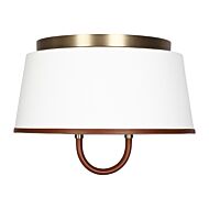 Katie 2 Light Ceiling Light in Time Worn Brass And Saddle Leather by Ralph Lauren