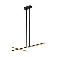 Shift LED Linear Pendant in Black with Brushed Gold