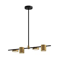 Jayden LED Linear Pendant in Black with Brushed Gold