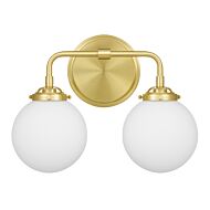 Quoizel Landry 2 Light 15 Inch Bathroom Vanity Light in Satin Brass