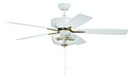 Craftmade Pro Plus fan 2-Light Ceiling Fan with Blades Included in White with Satin Brass