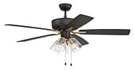 Craftmade Pro Plus fan 4-Light Ceiling Fan with Blades Included in Flat Black with Satin Brass