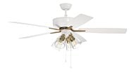 Craftmade Pro Plus fan 4-Light Ceiling Fan with Blades Included in White with Satin Brass