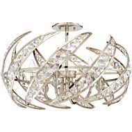 Crescent 6-Light Semi-Flush Mount in Polished Nickel