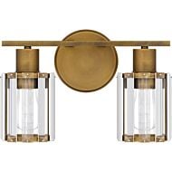 Isla 2-Light Bathroom Vanity Light in Weathered Brass