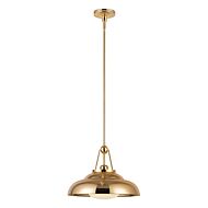 Palmetto 1-Light Pendant in Polished Brass with Glossy Opal Glass