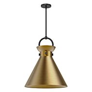 Emerson 1-Light Pendant in Matte Black with Aged Gold