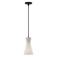 Betty 1-Light Pendant in Matte Black with Opal Glass