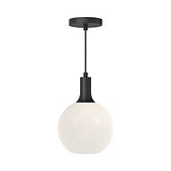 Castilla 1-Light Pendant in Matte Black with Opal Glass