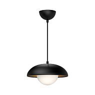 Rubio 1-Light Pendant in Matte Black with Opal Glass