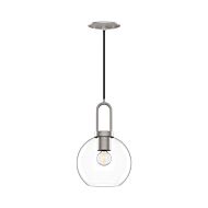 Soji 1-Light Pendant in Brushed Nickel with Clear Glass