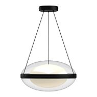 Virgo LED Pendant in Black with Opal Glass