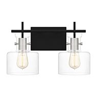 Pensbury 2-Light Bathroom Vanity Light in Matte Black