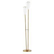 Geyser 2-Light Floor Lamp in Patina Brass