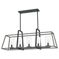 Lincoln 5-Light Linear Chandelier in Distressed Iron