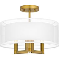 Quoizel Semi-Flush Mount 3-Light Semi-Flush Mount in Aged Brass