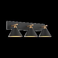 Matteo Bliss 3 Light Wall Sconce In Aged Gold Brass With Matte Black