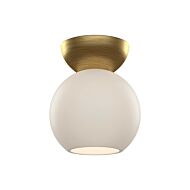 Arcadia 1-Light Semi-Flush Mount in Brushed Gold with Opal Glass